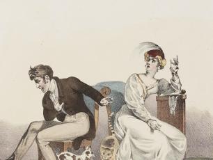 L'échelle conjugale. Lithographie. par Wattier.